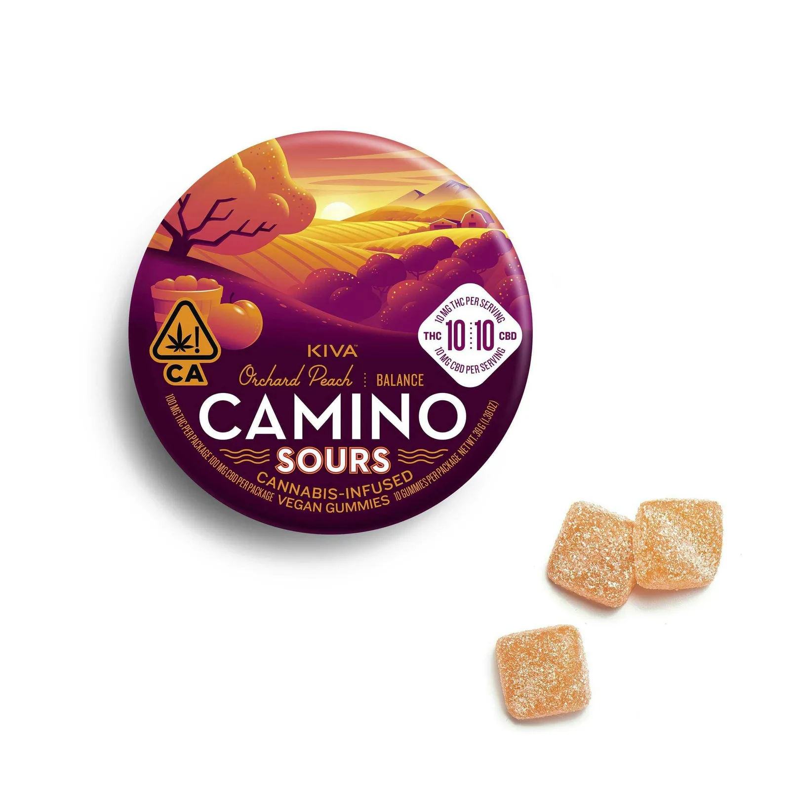 Kiva Confections - Camino Sours Orchard Peach 1:1 CBD Gummies
