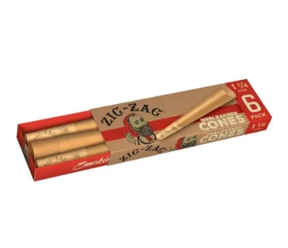 Zig Zag 1 1/4 Unbleached Paper Cones (6-Pack)