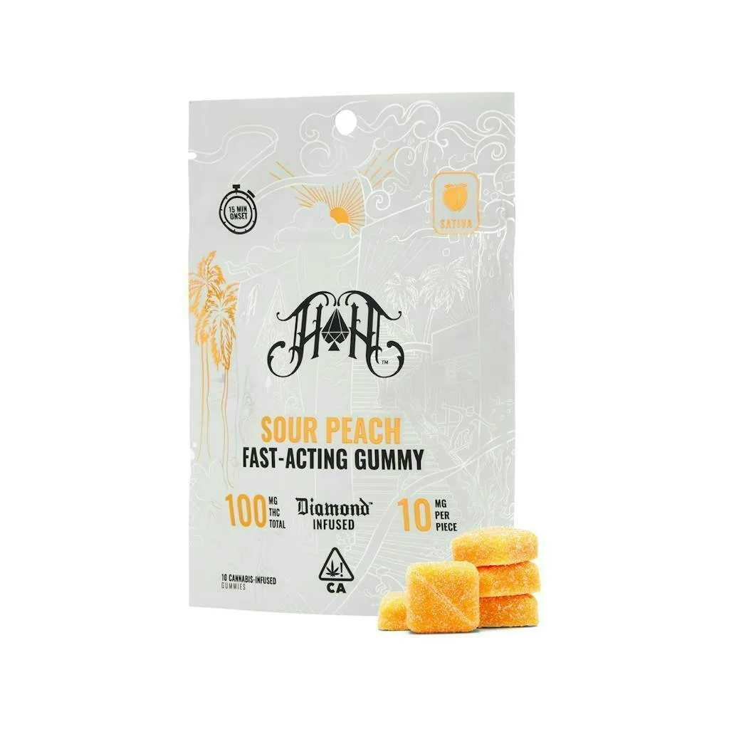 Heavy Hitters - Sour Peach Fast Acting Gummies - 100mg - Fast Acting - Sativa