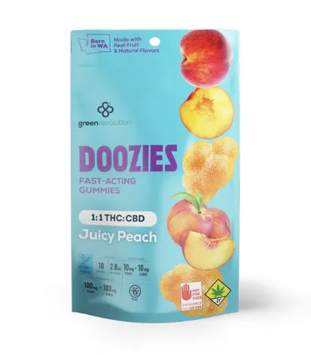 Juicy Peach - THC:CBD 1:1 Gummies Infused (Dooziesz)