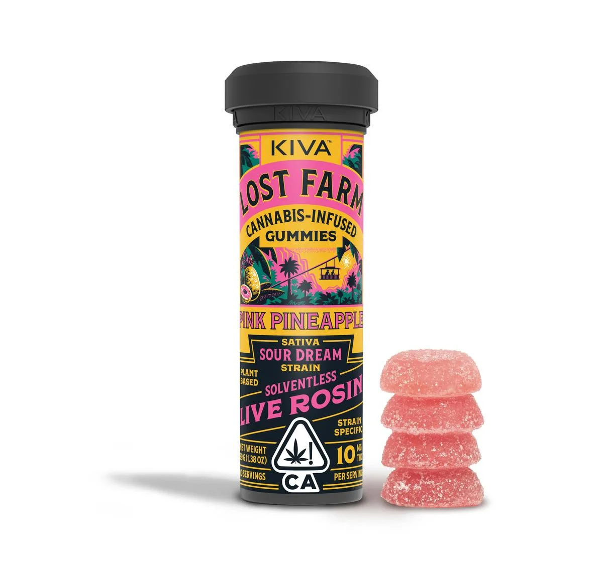 Kiva Lost Farm Rosin Gummies - Sour Dream - Pink Pineapple 100mg
