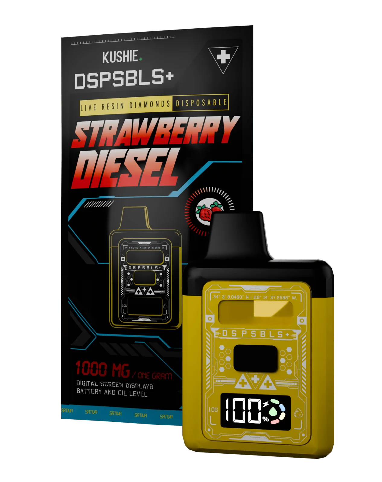 Strawberry Diesel (Sativa) - DSPSBLS+ 1G Live Resin Diamonds All In One