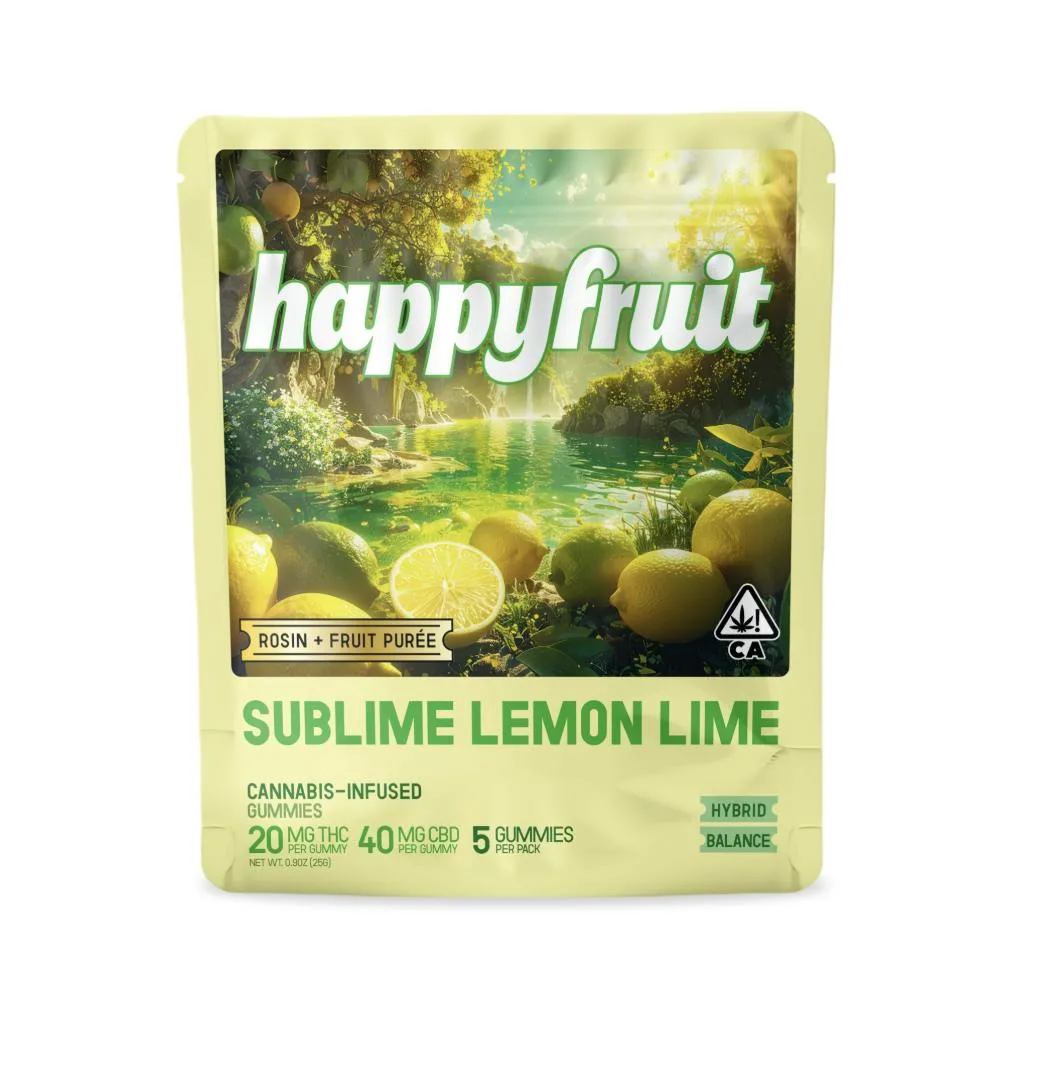 Happy Fruit - Sublime Lemon Lime Rosin Gummies - 100mg THC/200mg CBD - 5pk