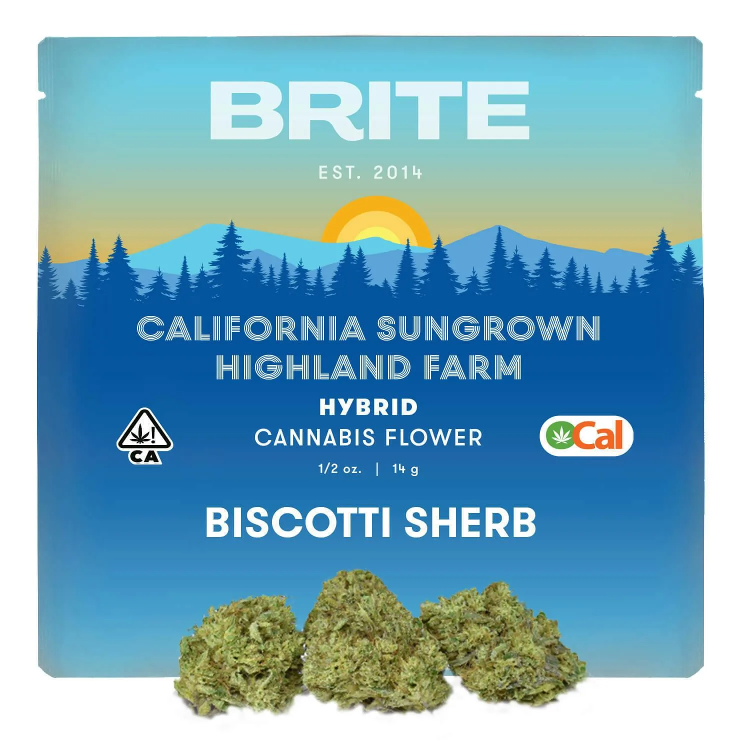 BRITE Highland OCal Flower (14g) - Hybrid - Biscotti Sherb