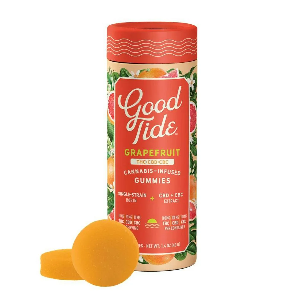 GOOD TIDE - GUMMIES - GRAPEFRUIT 1:1:1 THC/CBD/CBC 100MG