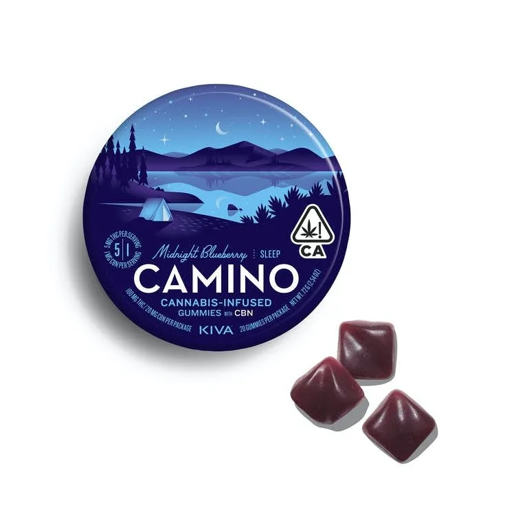Kiva Camino Gummies- Midnight Blueberry "Sleep" 5:1 (100mg THC/20mg CBN)