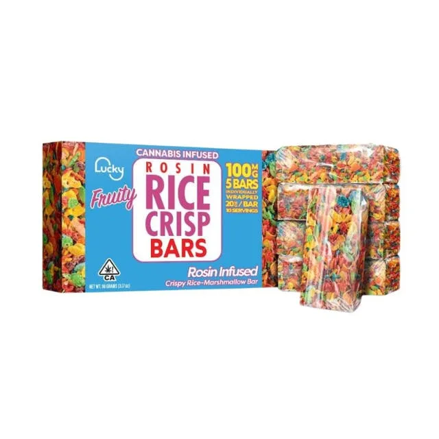 Lucky Fruity Rice Crispy Bars 100mg THC Rosin Infused