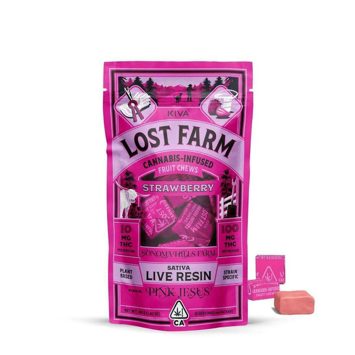 Lost Farm Chews Strawberry Pink Jesus 100mg 10pk