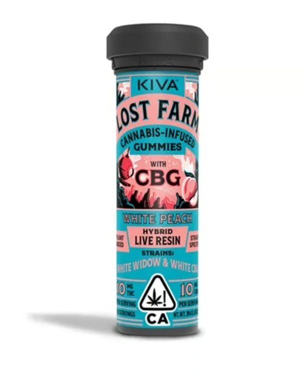 Lost Farm - White Widow x White Peach - 100mg THC 100mg CBG Live Resin Gummies - 10pk