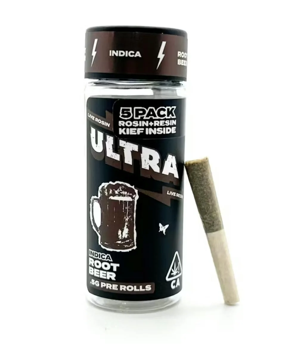 Ultra Live Rosin & Live Resin 5pk - .5g Root Beer Pre rolls