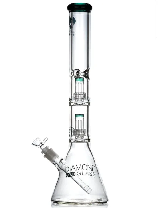 Diamond Glass | 7mm Double Showerhead Bong | Blue Violet