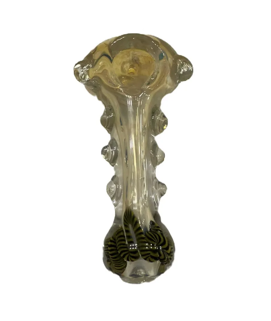 Glass Pipe | Yellow with Stripes | Large | 5"