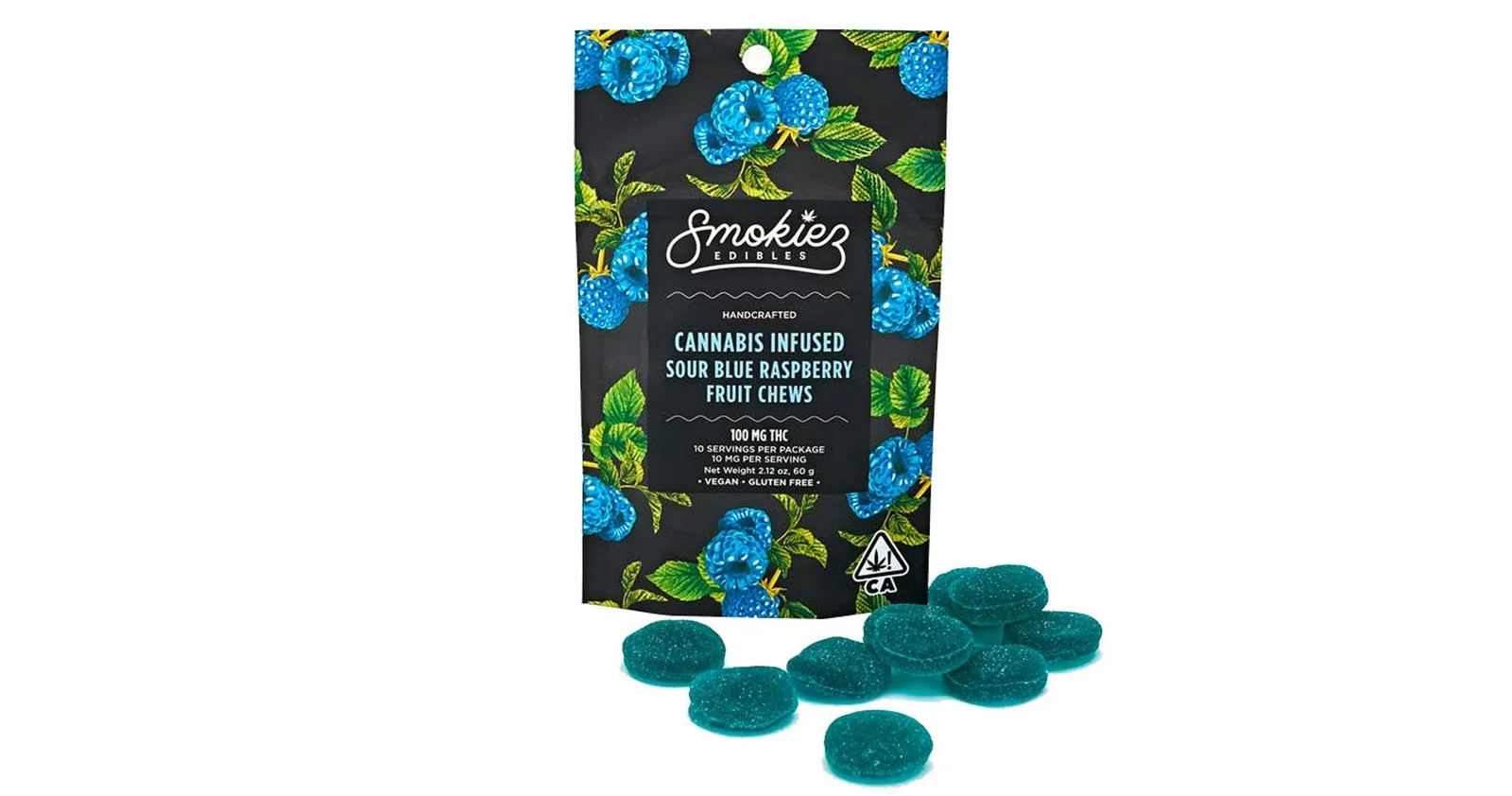 SMOKIEZ SOUR BLUE RASPBERRY GUMMIES 100MG THC