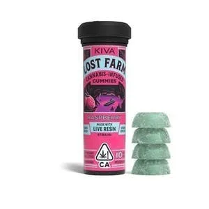 Kiva Lost Farm Live Resin Gummies Raspberry Wedding Cake