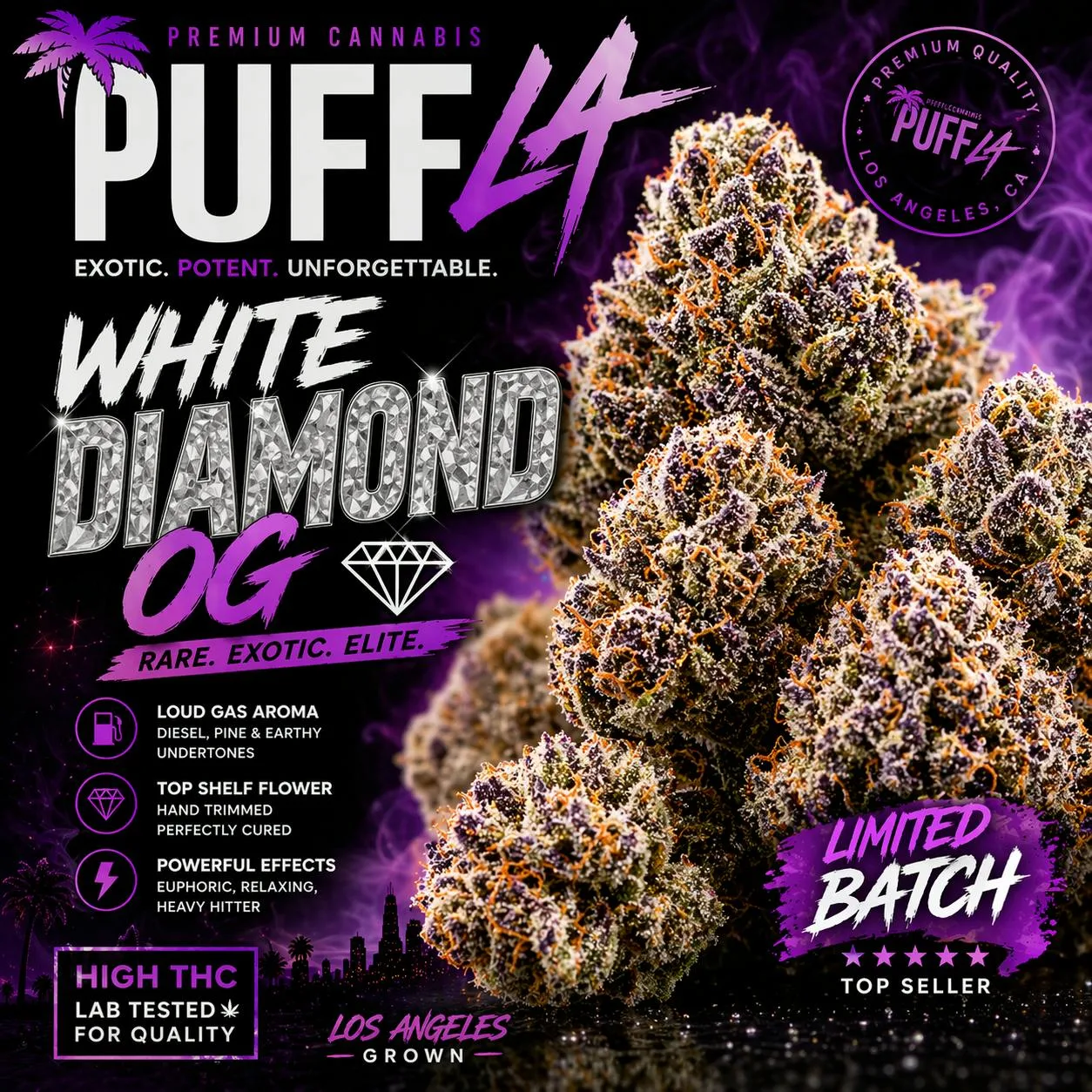 WHITE DIAMOND OG - 14G - TOP SHELF - 33.9%THC