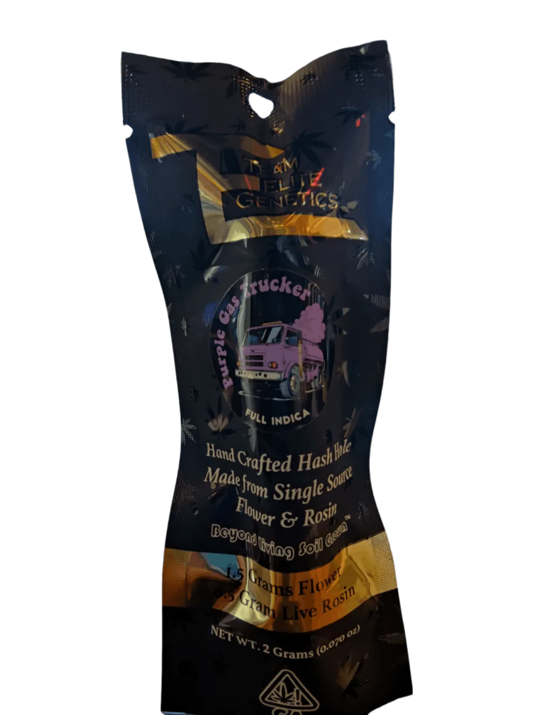 Team Elite Genetics - Purple Gas Trucker Hash Hole (1.5g Flower, 0.5g Rosin)
