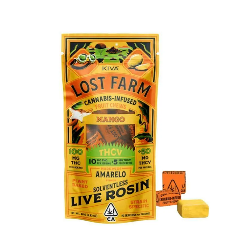 LOST FARM - MANGO THCV CHEWS 100MG - KIVA CONFECTIONS