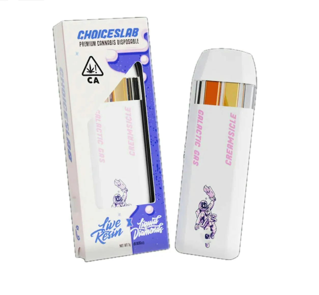 Choice LABS * 1G DISPOSABLE Dual 0.5g (GALACTIC GAS(H) x CREMSICLE( H) LIVE RESIN x LIQUID DIAMONDS