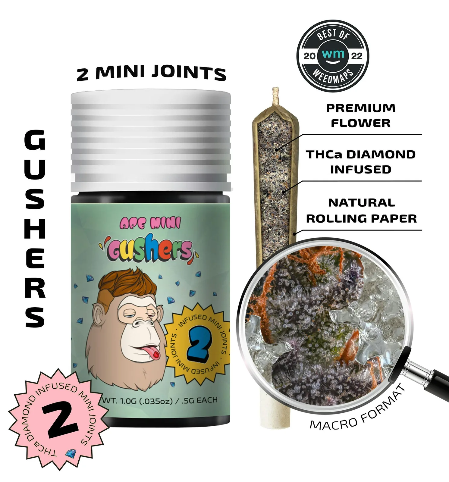 Gushers (Indica) — 2 Mini joints infused (1g | 0.5g each)
