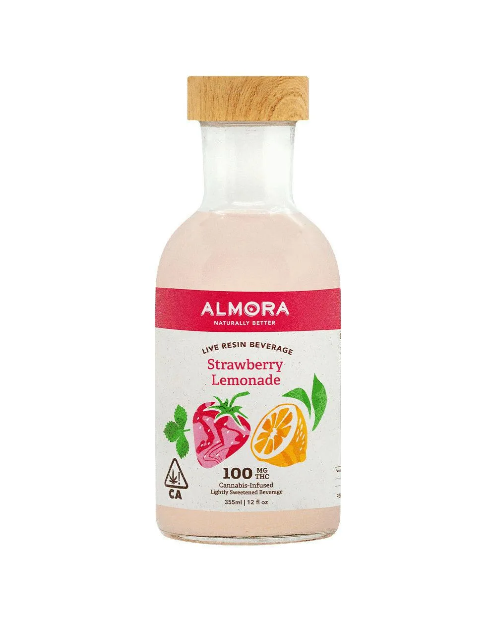 Almora Farm: 12oz Bottle: 100mg THC Strawberry Lemonade Beverage