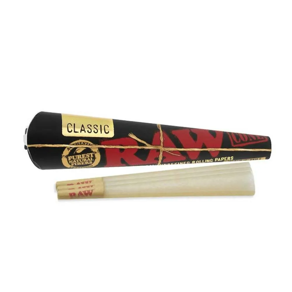 1 1/4 BLACK CLASSIC CONES (6PK) - RAW