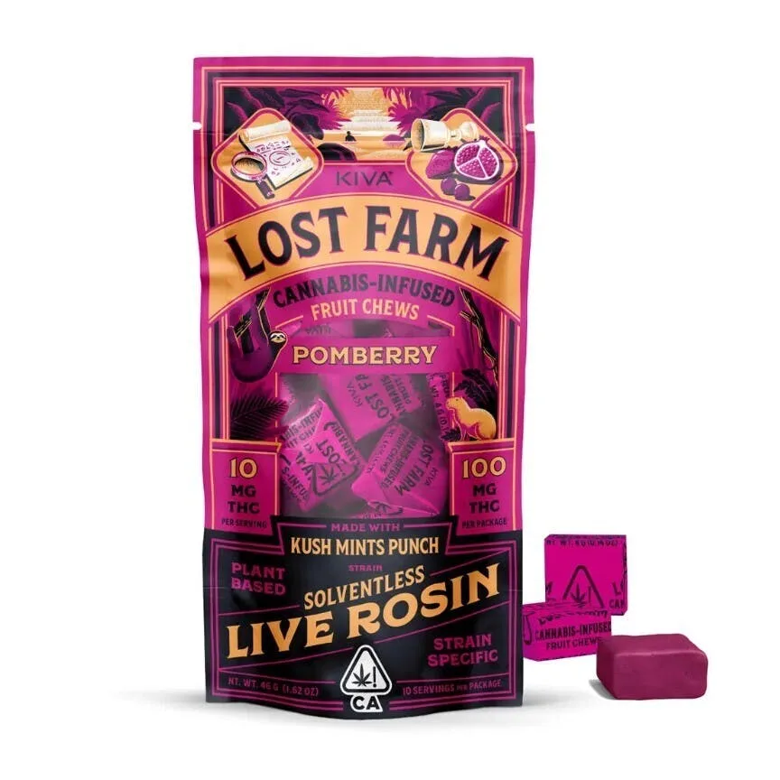 Kiva Confections - Lost Farm Pomberry Kush Mints Punch Live Rosin Fruit Chews - 46 g