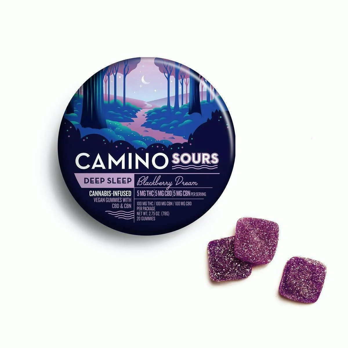 Camino Sours Blackberry Dream 5:5:5 THC:CBD:CBN Sleep Gummies [20pk] (100mg) - Pack