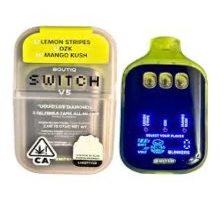 BOUTIQ SWITCH V5-2G (S)LEMON STRIPES(I)OZK(H)MANGO KUSH TRIPLE TANK DISPO