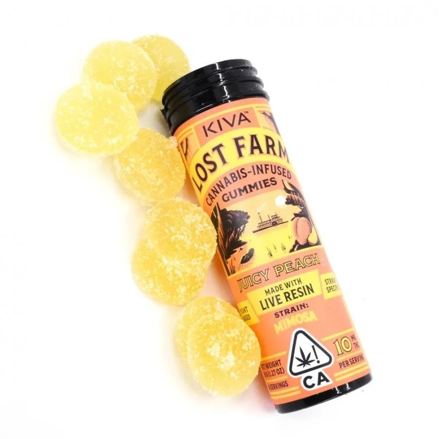 Kiva - Juicy Peach 'Mimosa' Lost Farm Gummies (100mg)