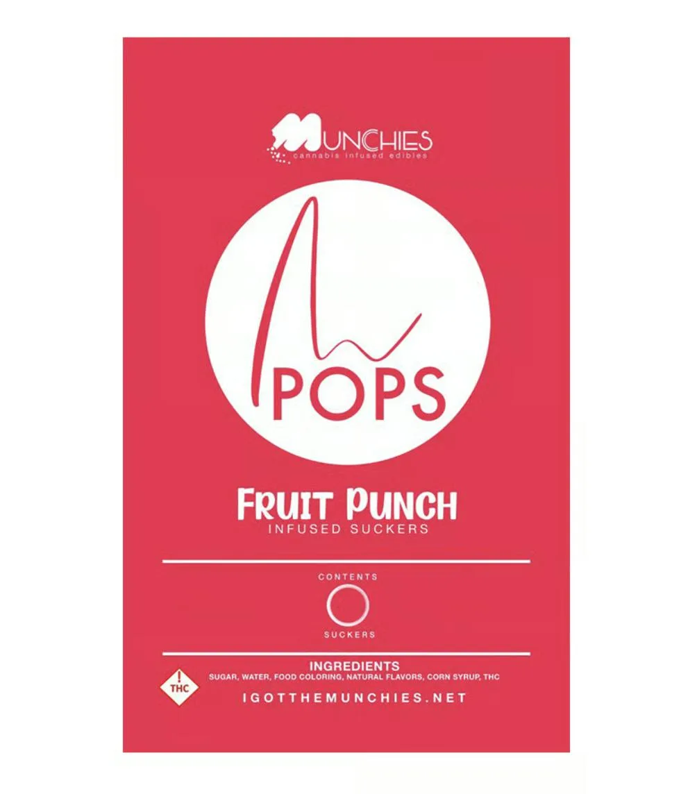 Munchies | Fruit Punch Lollipops | 100mg | 4ct | 25mg/ea