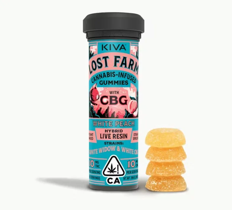Lost Farm - White Peach White Widow Fruit Gummies THC:CBG 100mg:100mg (H)