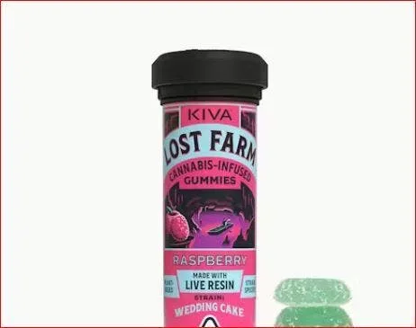 Kiva Lost Farm Resin Gummy Raspberry 100mg 10pk