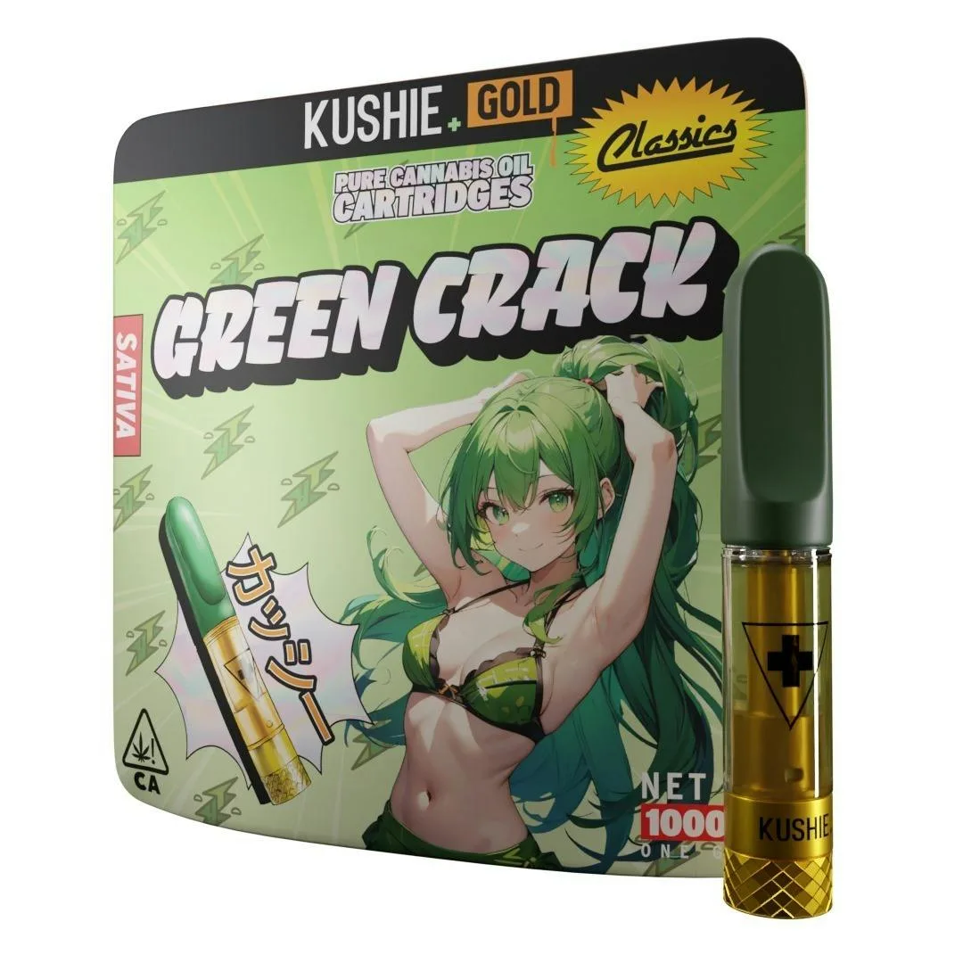Green Crack (Sativa) - Kushie+ Gold 1G Vape Cartridge