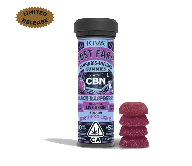 Black Raspberry Lost Farm Gummies Northern Lights CBN 10:5