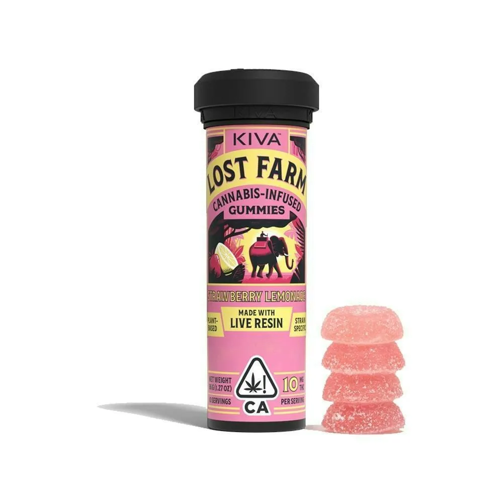 Kiva Confections - Lost Farm Gummies Strawberry Lemonade 100mg. - Gummies Super Lemon haze