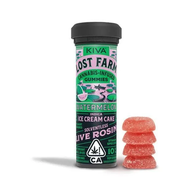 Kiva - Lost Farms - Indica - Watermelon Ice Cream - 10pk - SolventLess Live Rosin Gummies - (100m...