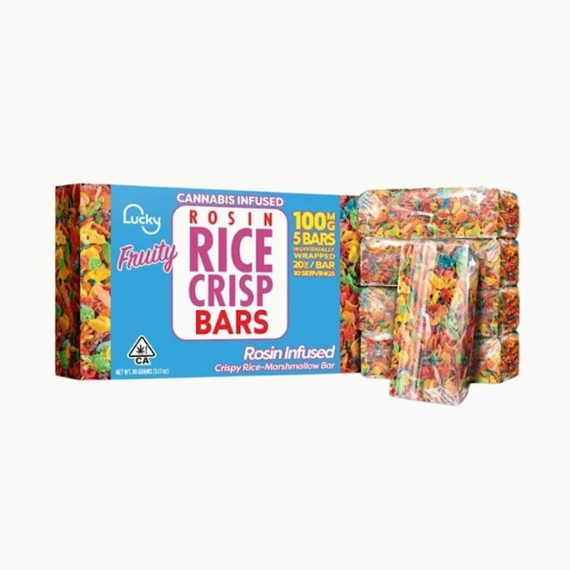Lucky Fruity Rice Crispy Bars 100mg THC Rosin Infused