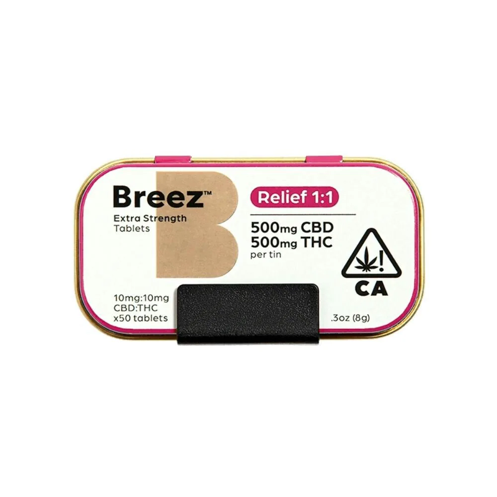 1:1 CBD RELIEF EXTRA-STRENGTH TABLET TIN - BREEZ