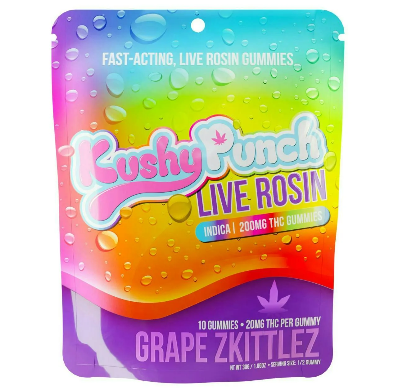 Kushy Punch CA - Kushy Punch - Live Rosin Grape Z Gummies 100MG (INDICA) Individual Gummies