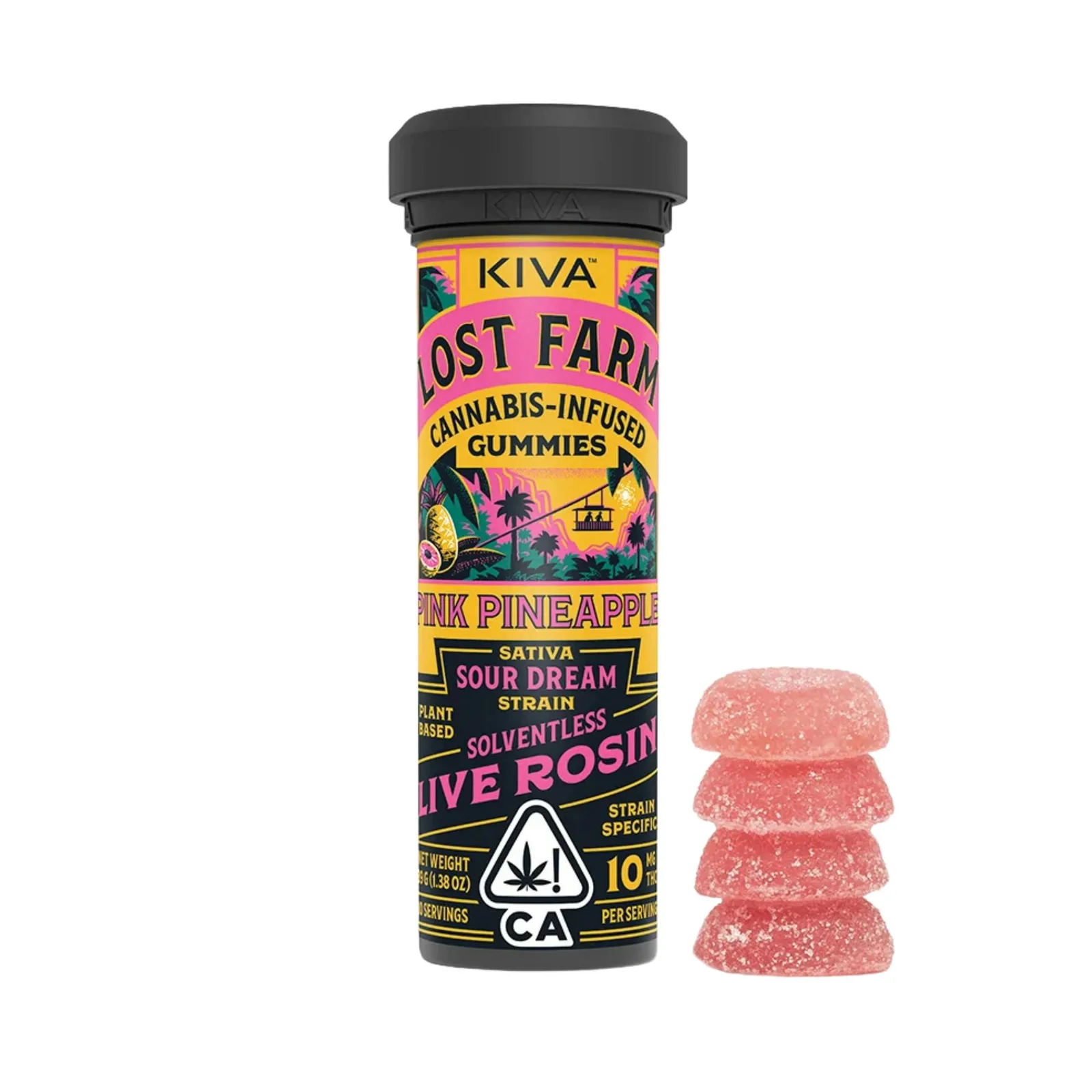 Lost Farm 100mg 10pk Pink Pineapple x Sour Dream Live Rosin Gummies