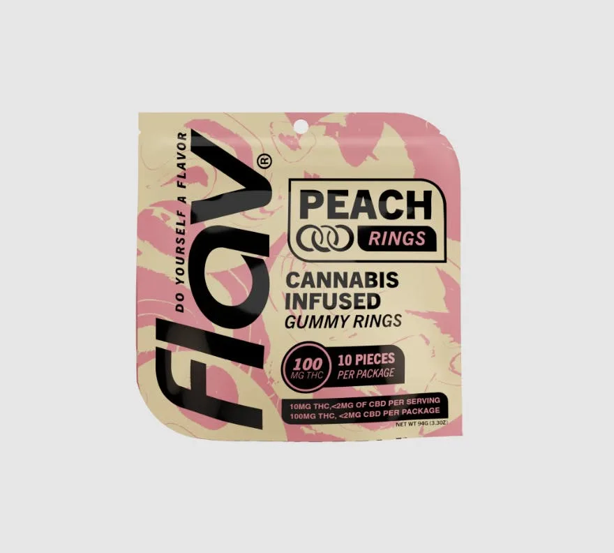 FLAV: Peach Live Resin Gummy Rings 100mg/10-piece (H)
