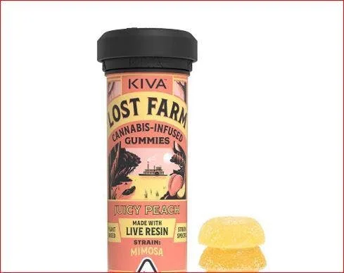 Kiva Lost Farm Resin Gummy Juicy Peach 100mg 10pk