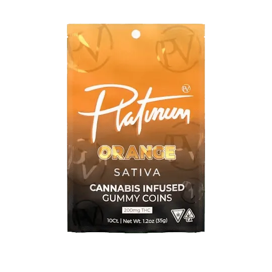 Platinum Orange Gummies 10pc 100mg THC (Sativa)