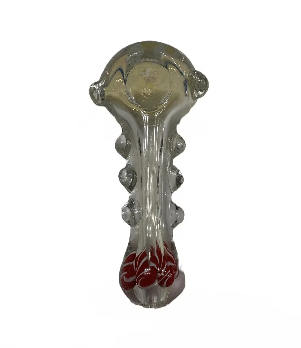 Glass Pipe | Clear with Red Design | Large | 5"