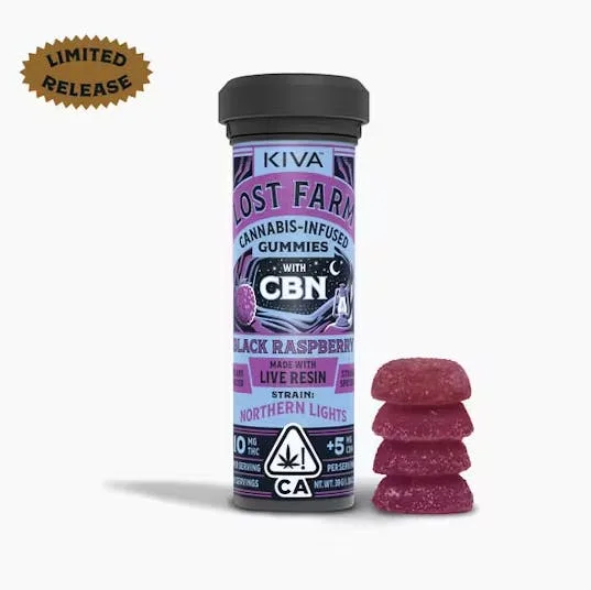 Kiva - Lost Farms - Indica - 2:1 Black Raspberry Northern Lights - 10pk - Live Resin Gummies - (1...