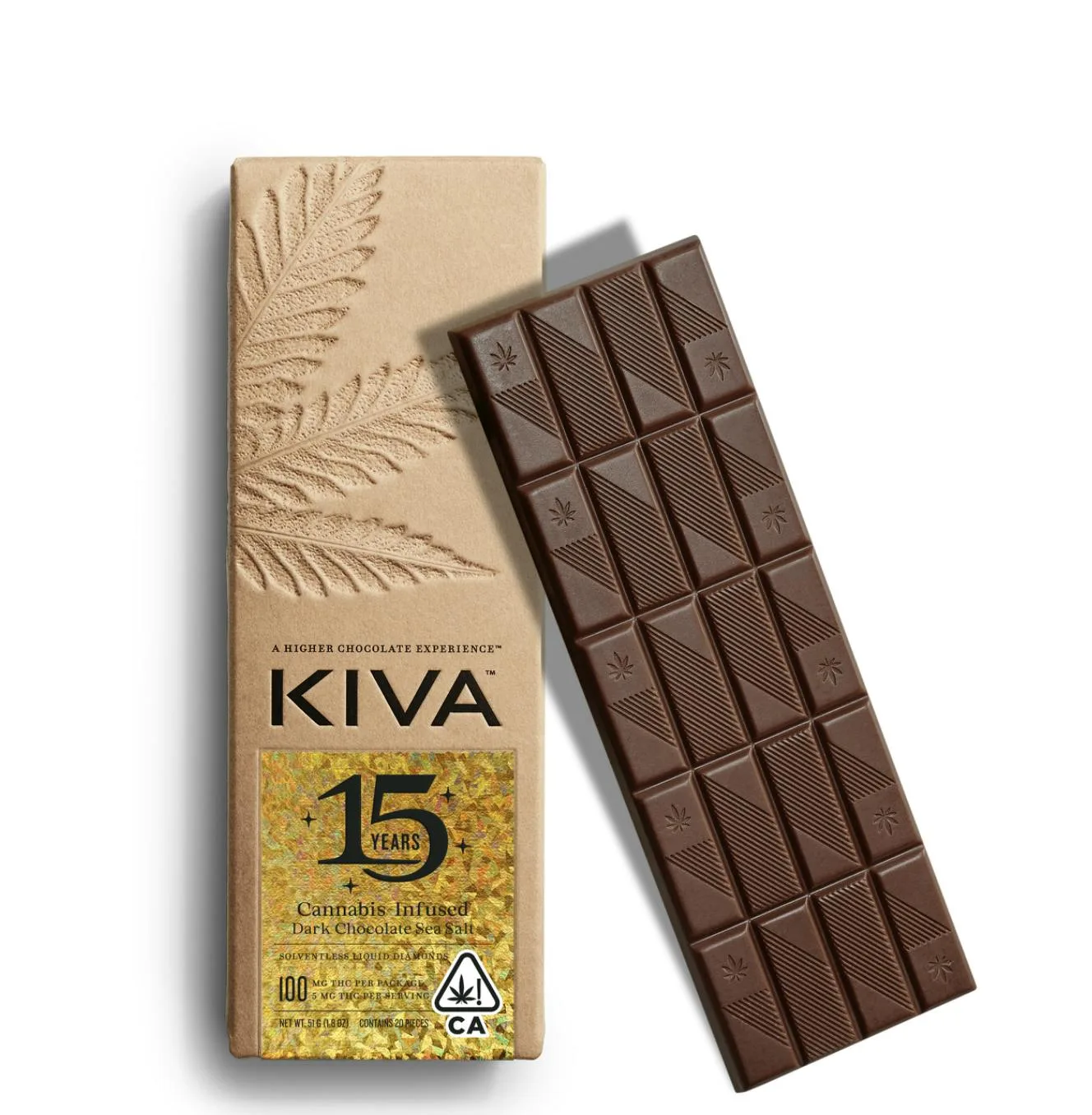Kiva Dark Chocolate Liquid Diamonds Sea Salt Bar