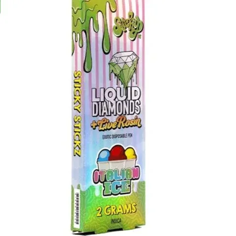 Sticky Stickz; Liquid Diamonds + Live Rosin 2g Disposable Pen - Italian Ice (I)