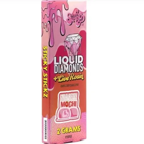 Sticky Stickz; Liquid Diamonds + Live Rosin 2g Disposable Pen - Strawberry Mochi (H)