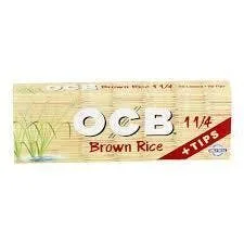 OCB BROWN RICE (Rolling Papers) W/TIPS 1-1/4