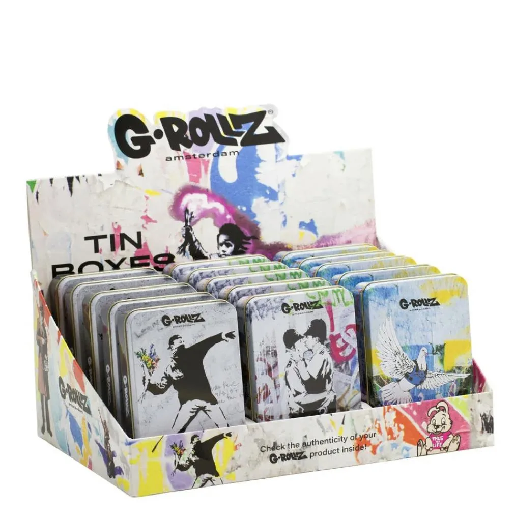 G-Rollz Banksy Graffiti Tin Boxes (Flower Thrower)